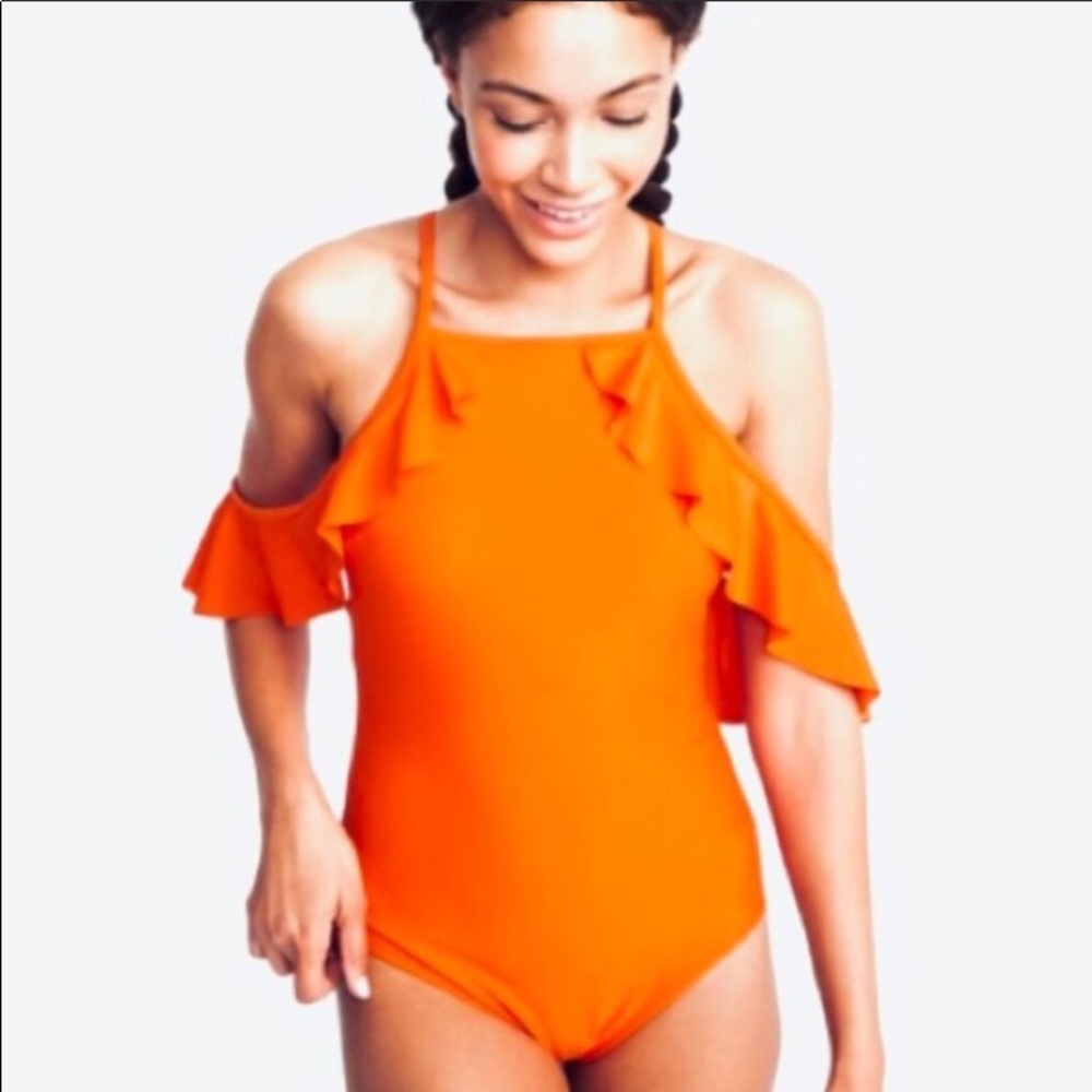 Old Navy Orange Ruffle Swimsuit One Piece NWT